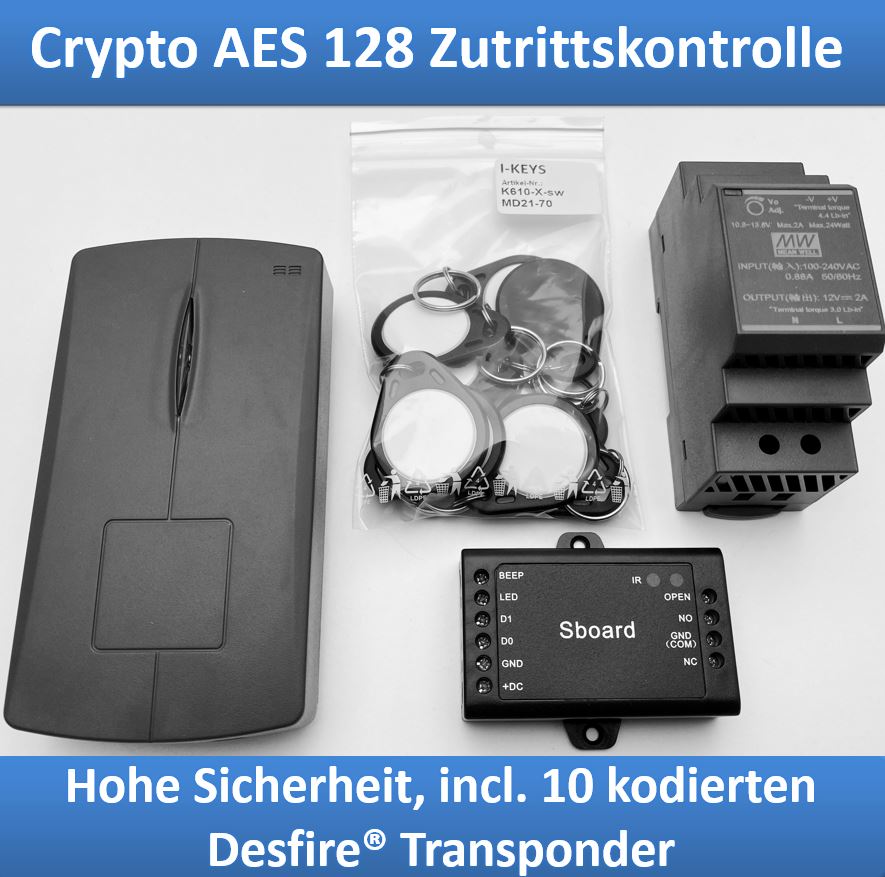 Access control with AES128 encryption for Desfire® Crypto Tags